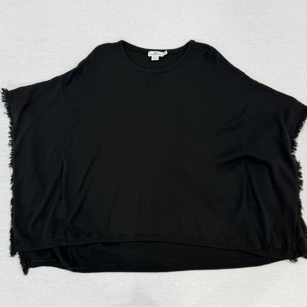 Vineyard Vines Black Poncho Sweater Women’s XS/Small Acrylic & Cotton blend